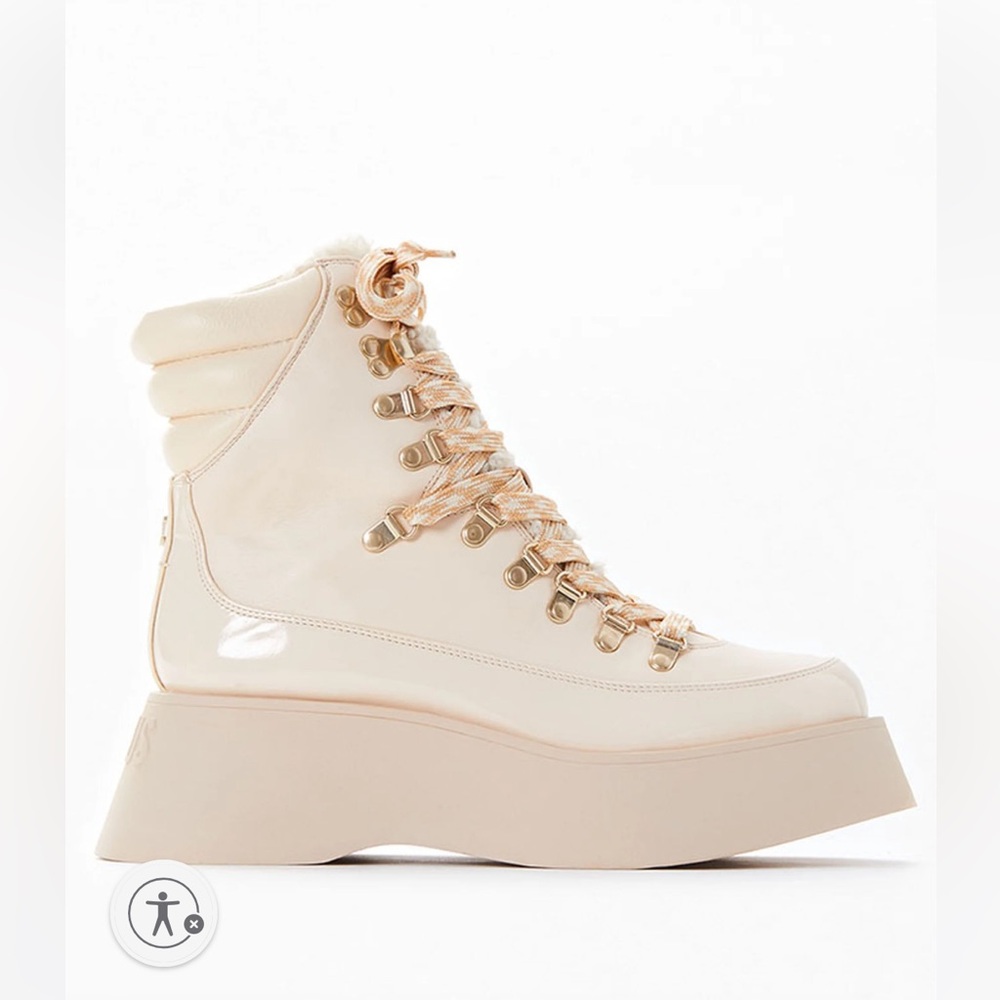 NWOT Sam Edelman Circus NY White Creme Gail Lace-Up Platform Boots Size 8